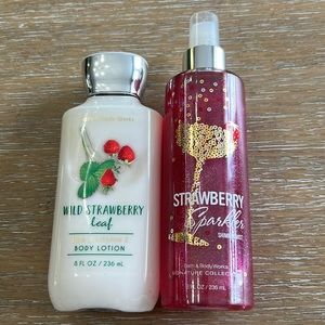 Bath&Body Works Strawberry Sparkler Mist & Wild strawberry leaf lotion
